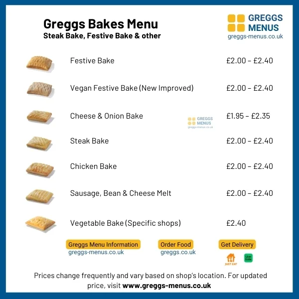 greggs bakes menu greggs bakes menu