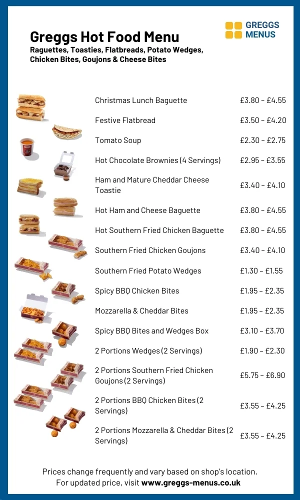 greggs hot food menu