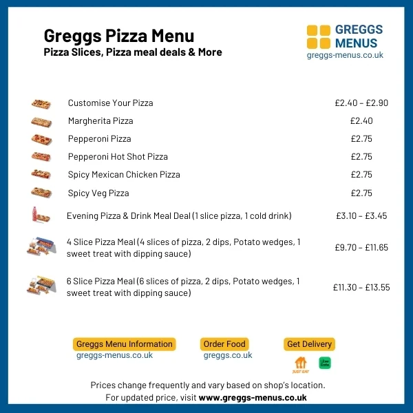 greggs pizza menu greggs pizza menu