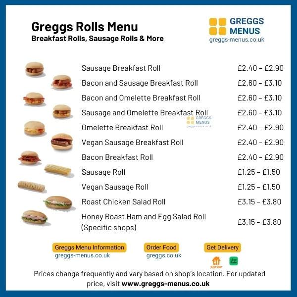 greggs rolls menu greggs rolls menu
